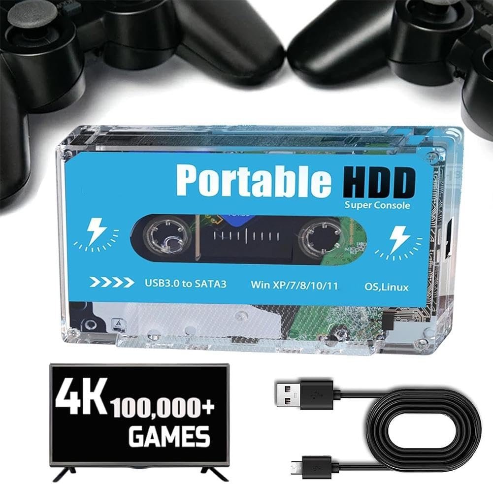 Super Console de Poche - Console de Jeu Rétro Ultime 2024 Compatible Avec 70 Simulateurs, Bâton de Jeu Rétro HDMI 4K, Sortie Haute Définition Intégrée, 100 000