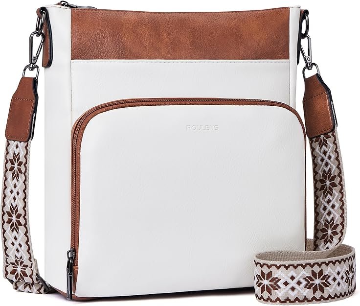 Sacs Bandoulière Femme, Sacs à Main à Bandoulière de Taille Moyenne en Cuir Végétalien Souple, Sac de Voyage avec Poche Portefeuille à Fermeture éclair Sur le Devant