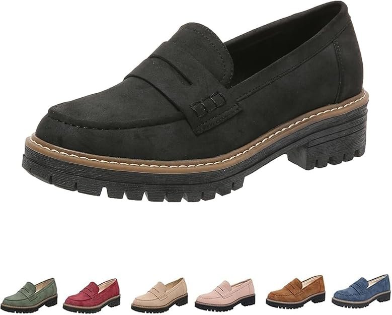 Mocassins orthopédiques à Plateforme Orthoture, Mocassins Confortables pour Femmes, Chaussures de Marche à Bout Rond pour Femmes, Mocassins à Semelle crantée en Daim pour Femmes