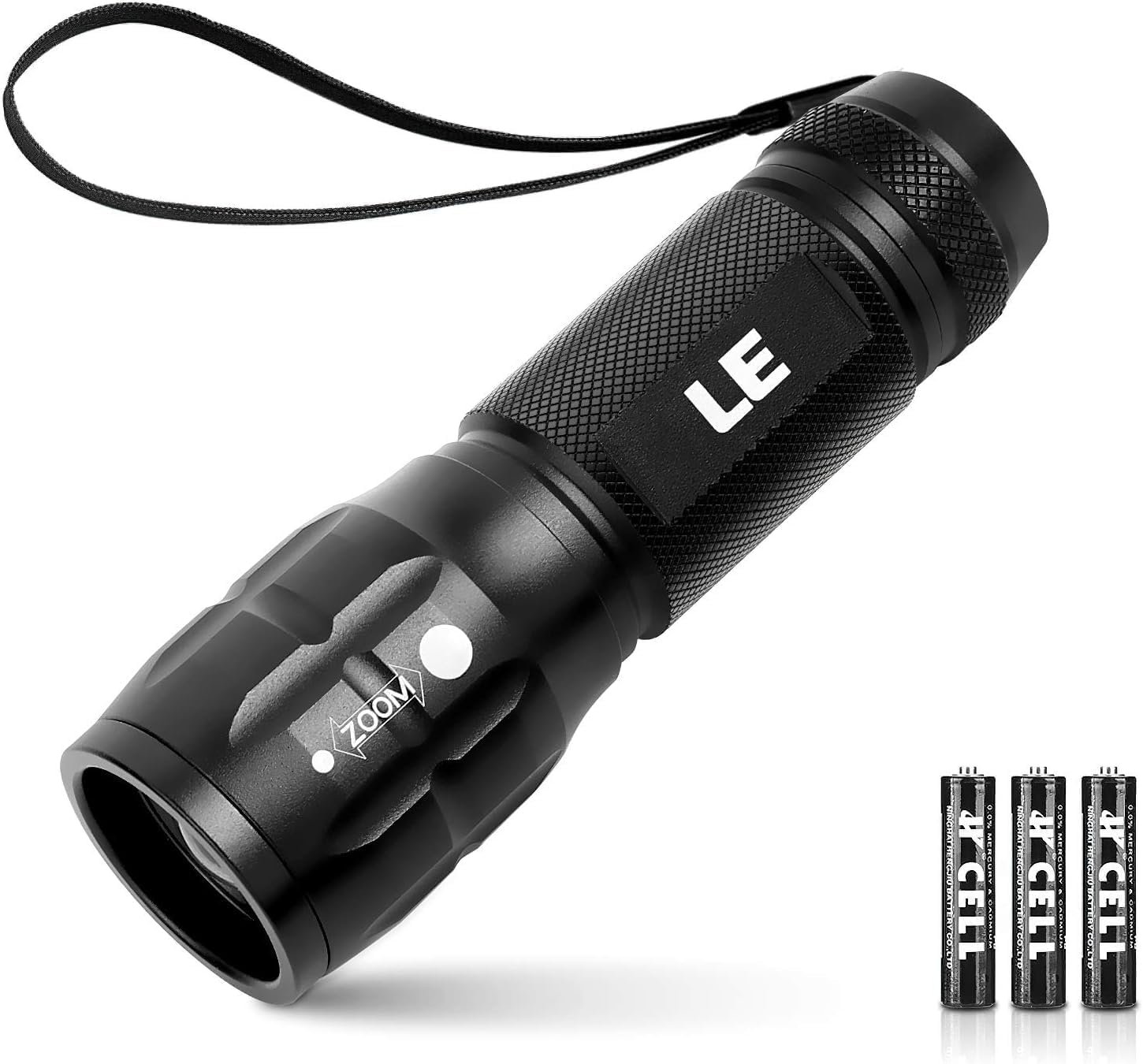Éclairage EVER LED Lampes de poche haute Lumens, petite lampe de poche, étanche, lumière flash de mise au point réglable pour l'extérieur, urgence, piles AAA incluses, tactique et accessoires de camping