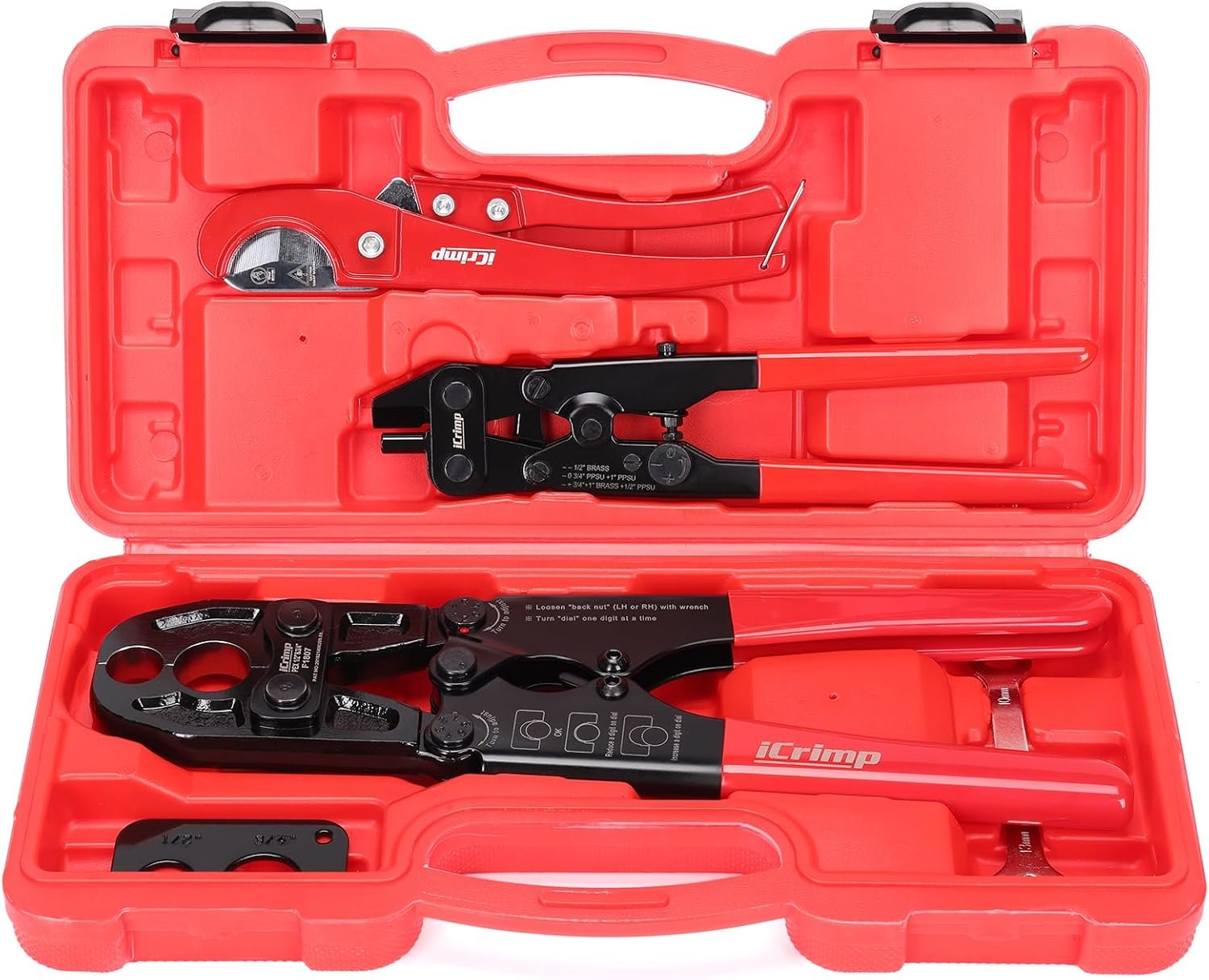 iCrimp PEX Crimp Tool Kit for 1/2" 3/4" Copper Ring ASTM F1807