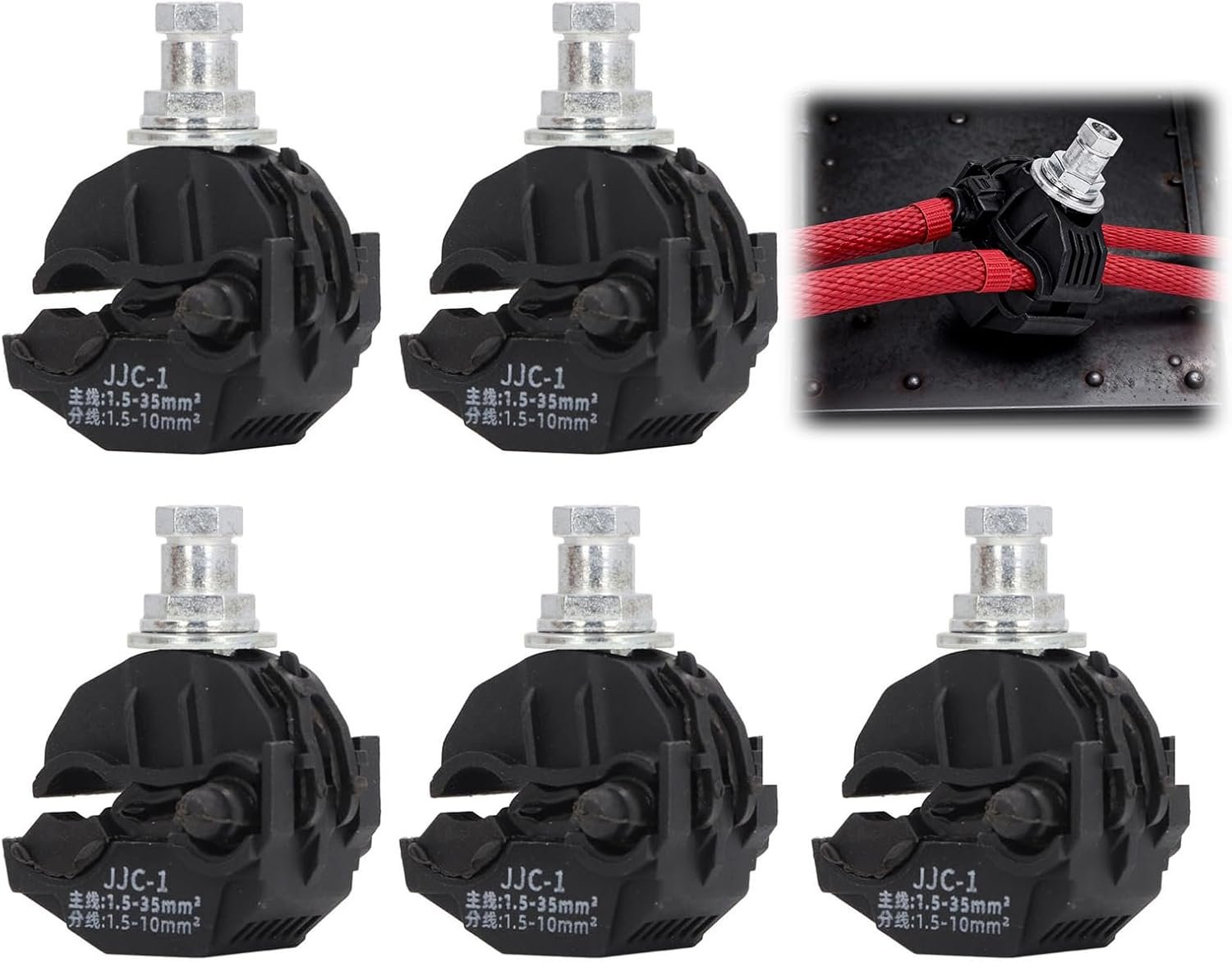 Connecteur de perçage d'isolation, 5 jeux de pinces sans pelage, Isolateurs de câbles haute et basse tension à finition étamée, Convient à tous les types de travaux électriques (JJC-1)