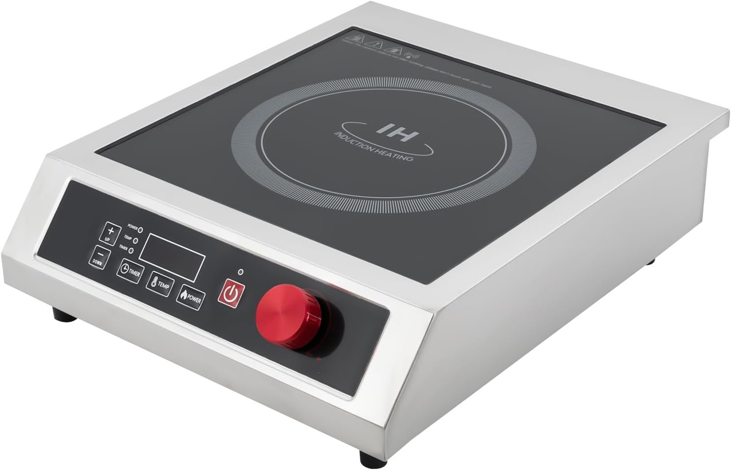 Plaque de cuisson à induction commerciale en acier inoxydable 3500 W avec commande numérique pour restaurant et cuisine 10 niveaux de température