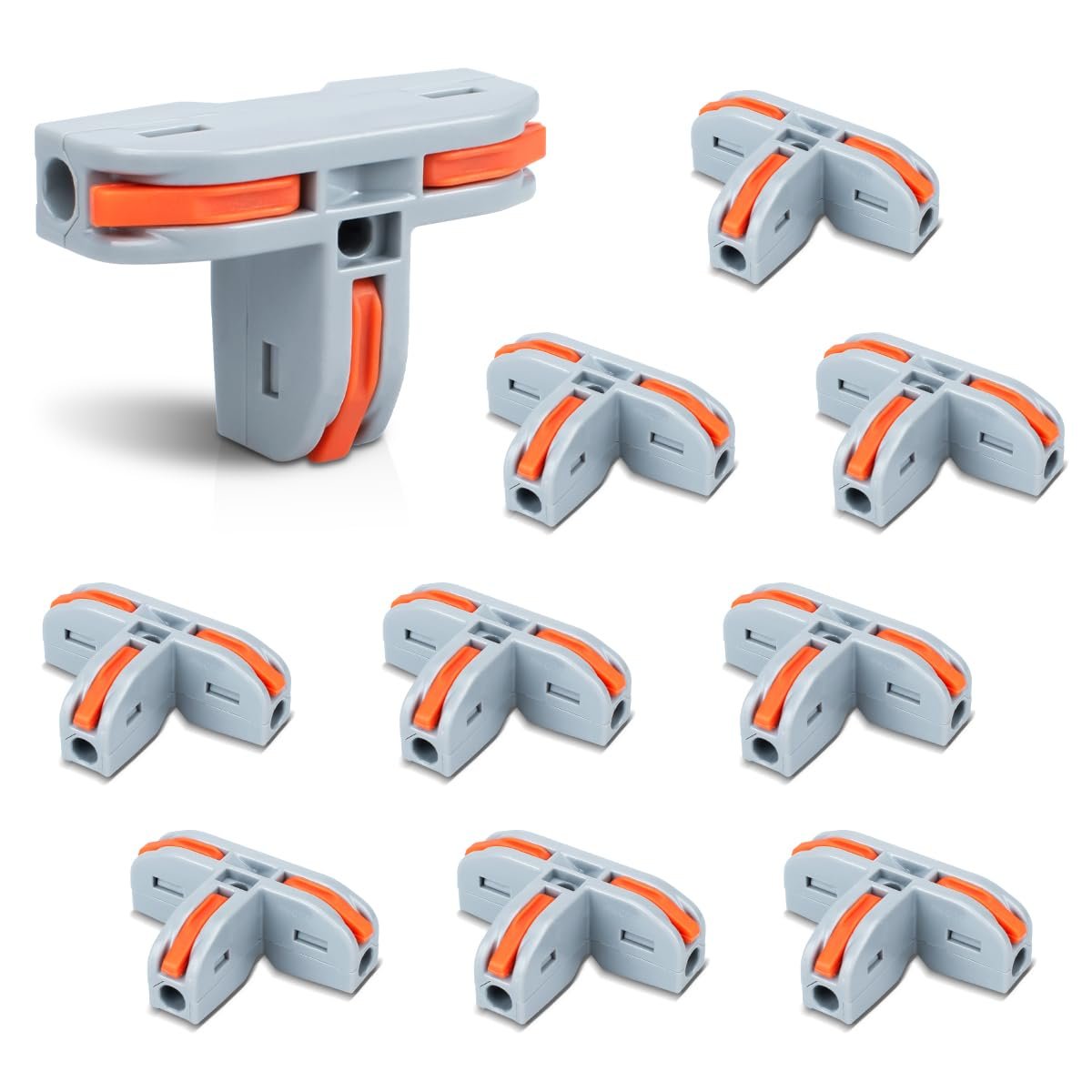 10 Pcs Connecting Ternimal, Pince de connexion à 3 ports en forme de T, Connecteurs de câbles avec pince de conducteur de 0,2-4 mm² pour des projets de bricolage