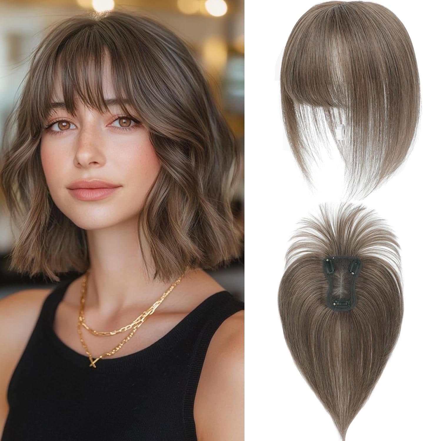 cheveux clairsemés, vrais cheveux humains, base suisse, 25,4 cm