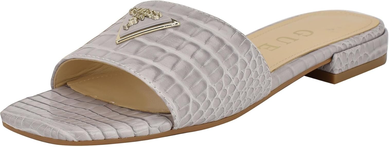 Sandales Plates GezähmtFlat pour Femme, Gris clair Croco