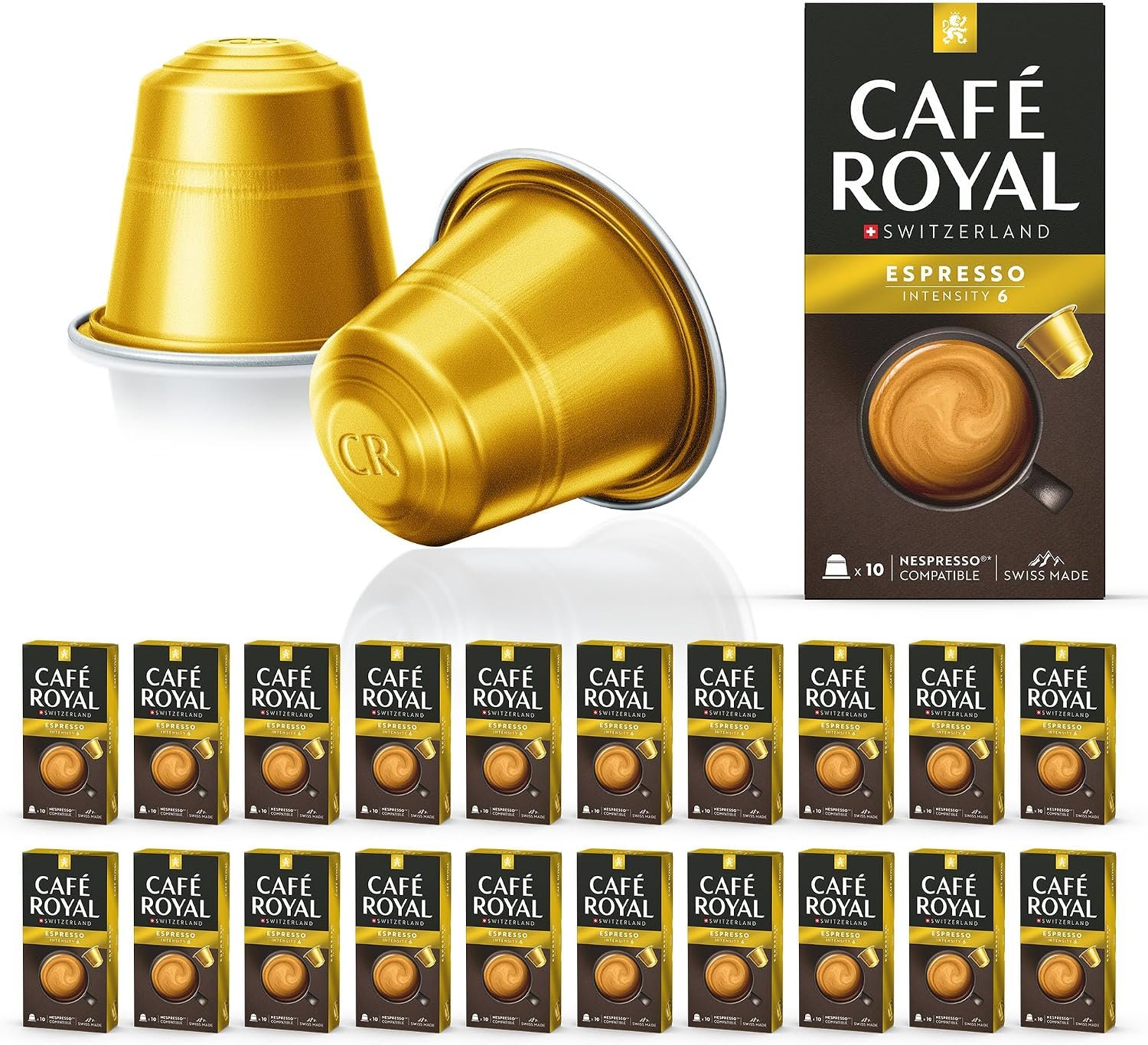 Café en Capsules Aluminium - Café Royal Pro | 20 x 10 soit 200 Dosettes - Saveur Espresso - Compatibles avec les Machines à café Nespresso