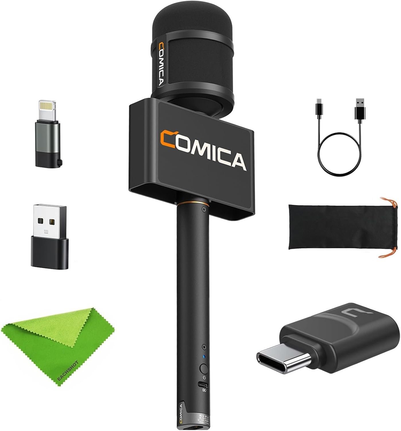 Microphone d'interview Portable sans Fil, Micro Journaliste avec récepteur USB-C, Compatible avec iPhone 15/16, téléphones Android, Ordinateurs Portables, PC, Micro Professionnel