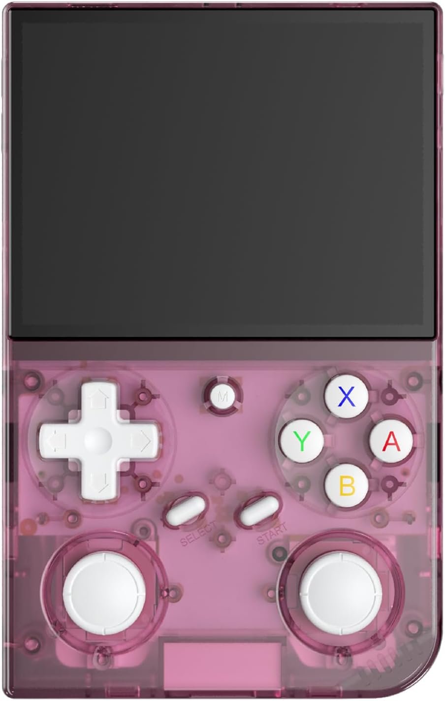 G350 Handheld Game Console , 3.5 inch IPS Screen Linux System 3200 mAh Battery 4371 Games Preloaded , Portable Retro Video Games Console Support Wired Controller and Earphone (Transparent Pink)