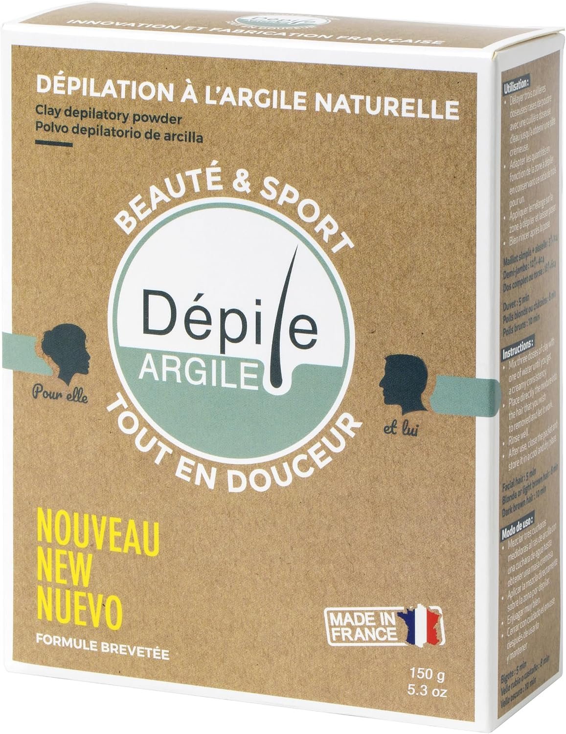 Argile Dépilatoire 100% Naturelle – Peau Douce & Lisse – Sans Douleur - Sans Produits Chimiques 150g