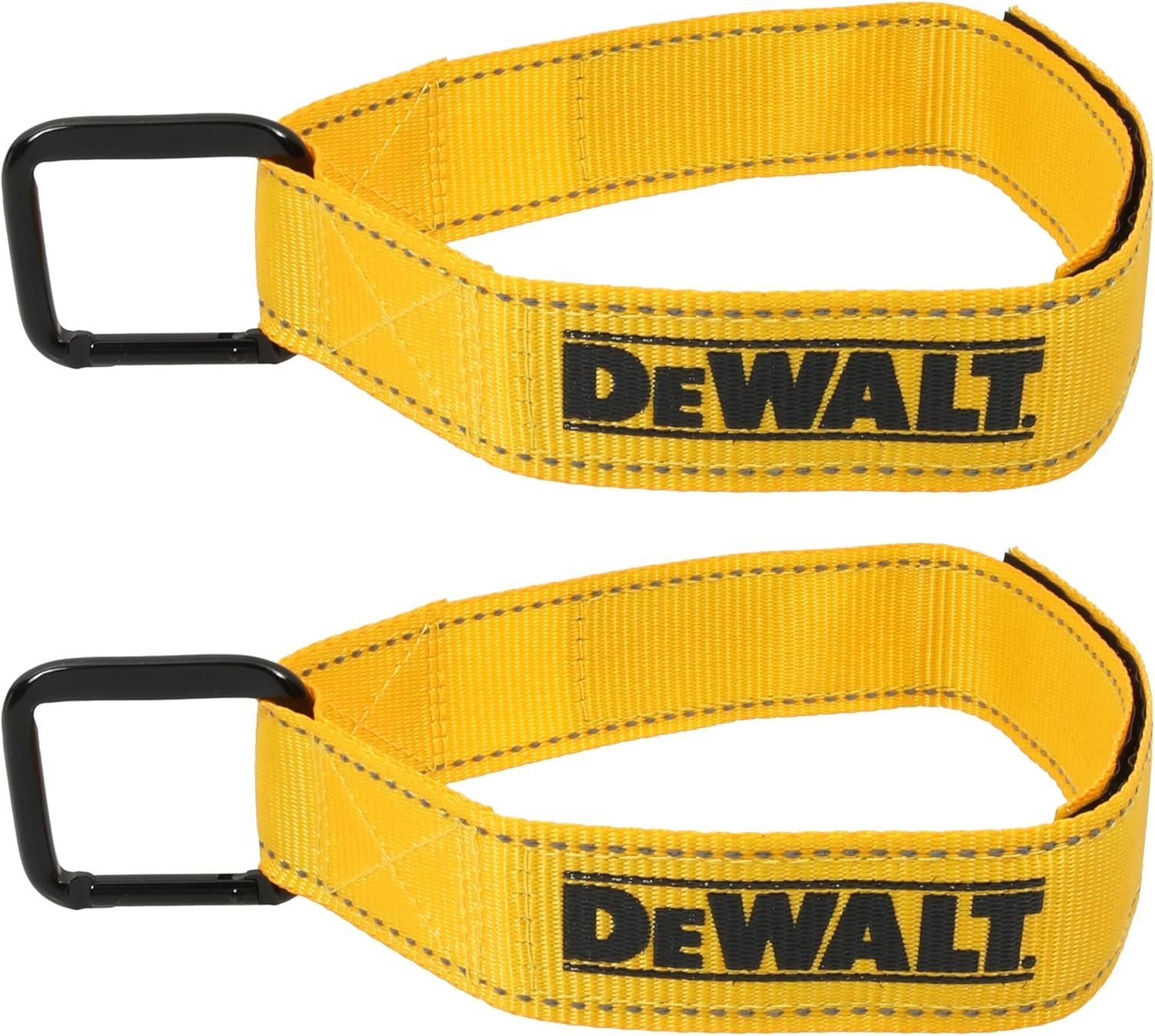 DEWALT DXBC90060 Black/Yellow 1.25” x 12” Light Duty Carabiner Utility Straps, 2 Pack