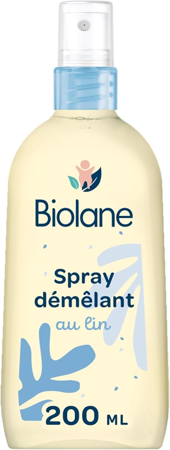 Spray Démêlant Bébé – Démêle efficacement - Facilite le coiffage - Sans Rincage – Lin Français – 98% d'origine naturelle – 200ml