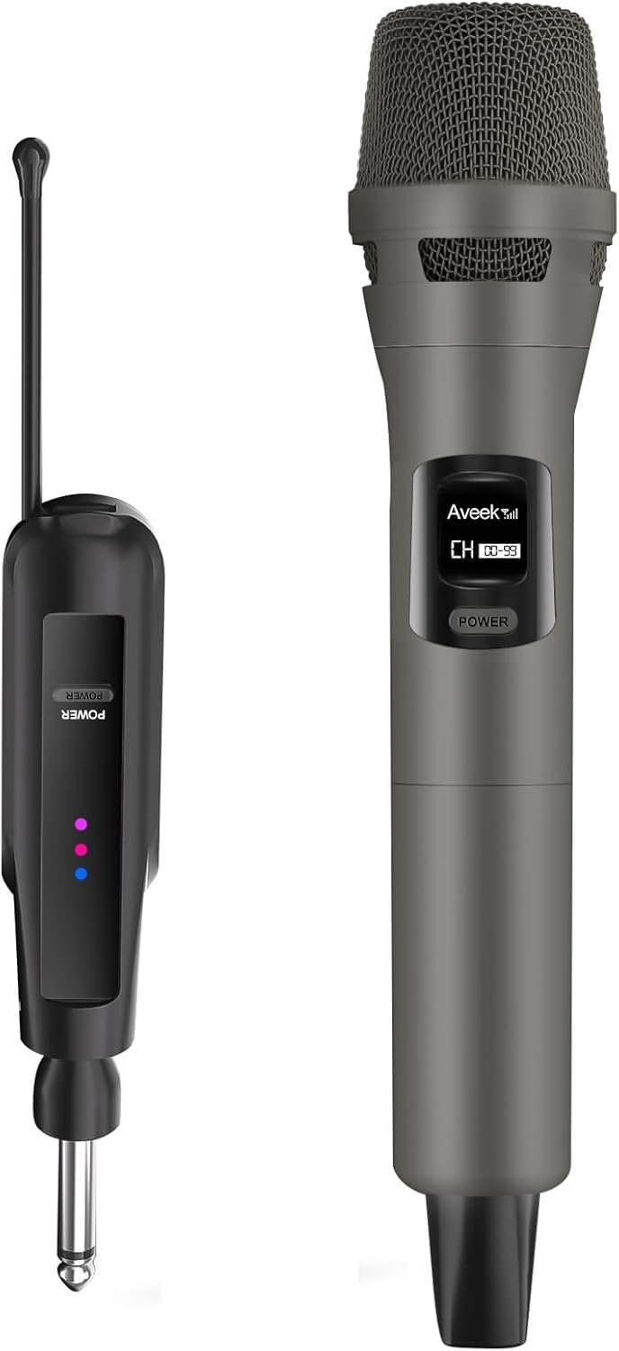 Micro sans Fil, Portée de 30m, Batterie10h Professionnel pour Karaoké | Récepteur Et Micros Rechargeables, Son Clair, Connexion Ampli Via 6,35/3,5 mm, pour Chant, Fêtes, Soirées, Églises, Mariages
