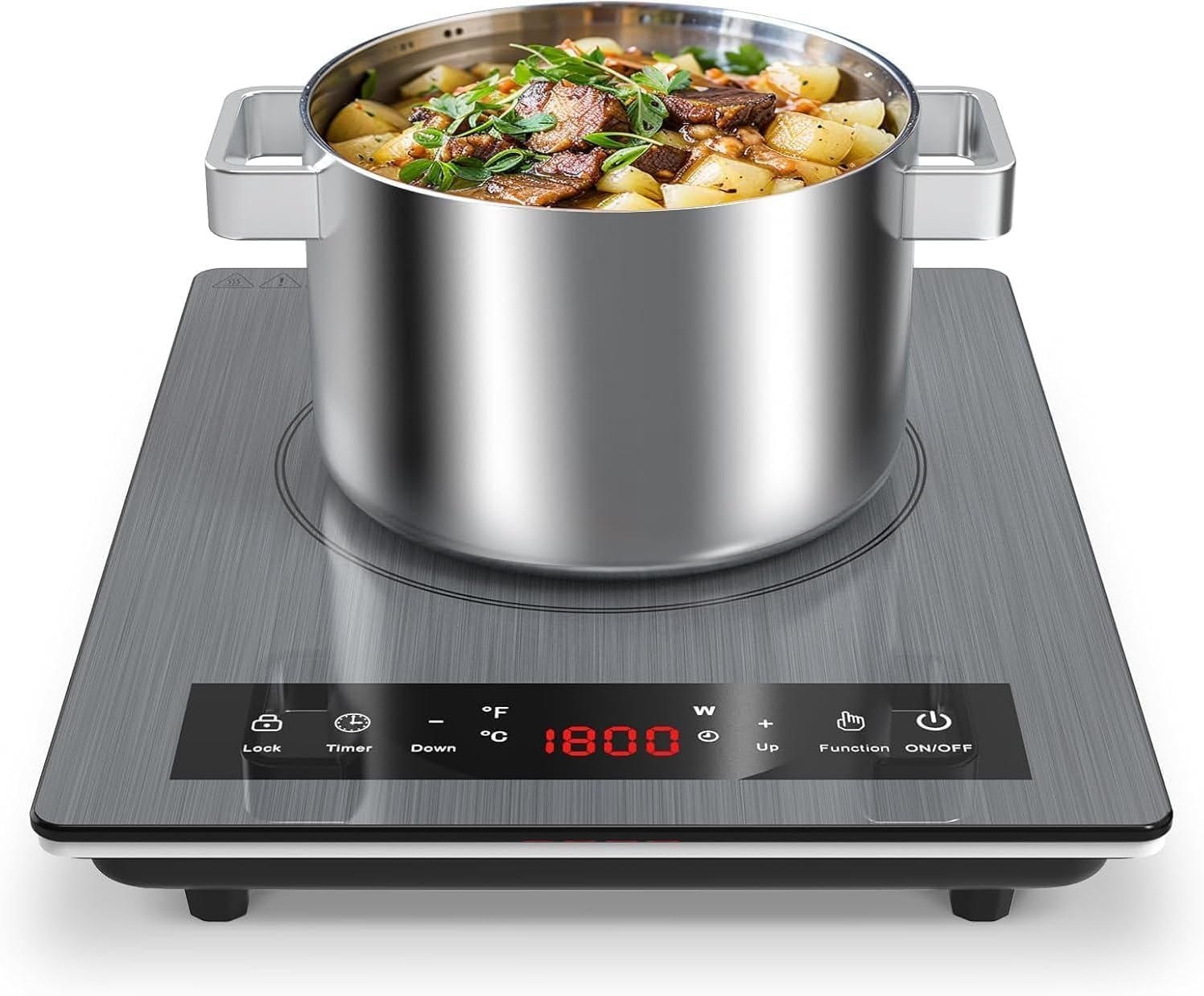 Tables de Cuisson, 1800W Plaque de Cuisson Electrique, plaque Induction Portable avec Contrôle Tactile, 10 Niveaux de Température, Verrouillage de Sécurité, Minuterie, Plaque à Induction Portable