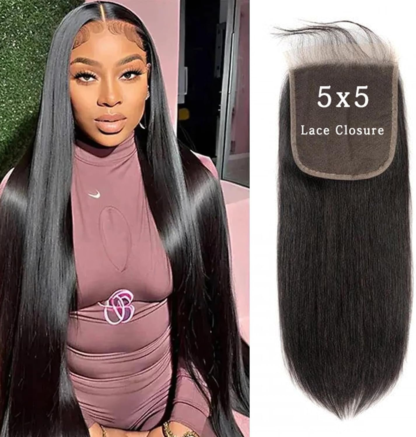 Cheveux Humain Lisse 5x5 Lace Closure for Women Free Part 16 Pouce Couleur 5x5 Lace Closure