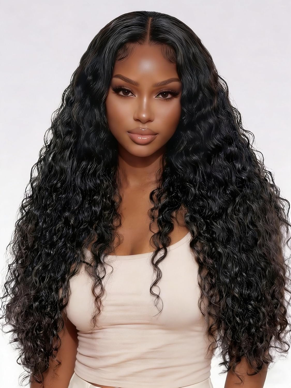 22 Pouces Perruque Cheveux Humain Deep Wave 200% Densité 13X4 Perruque Femme Naturelle Bresilienne Bouclée sans colle Curly HD Lace Front Glueless Wig Human Hair For Black Women