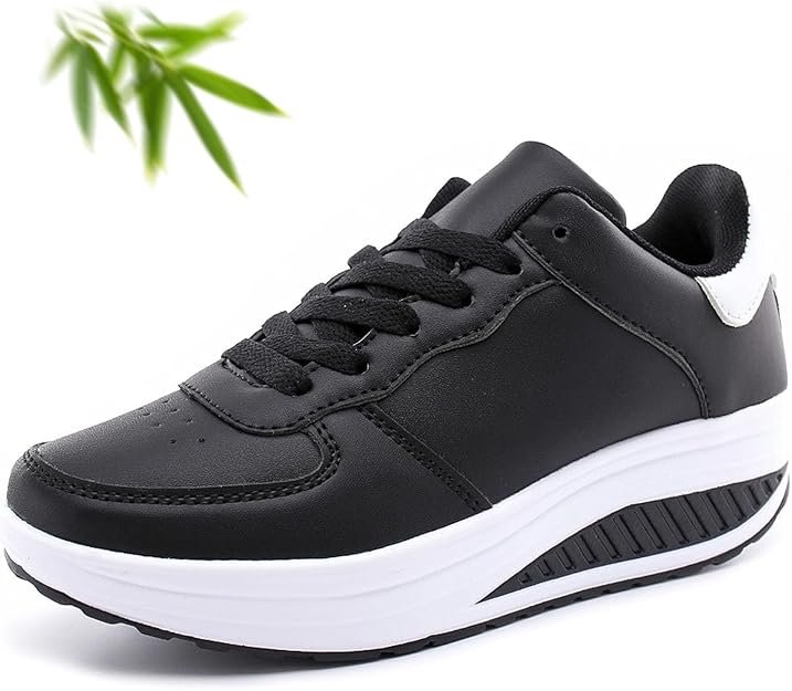 Baskets orthopédiques décontractées et respirantes à semelle compensée en cuir pour femme