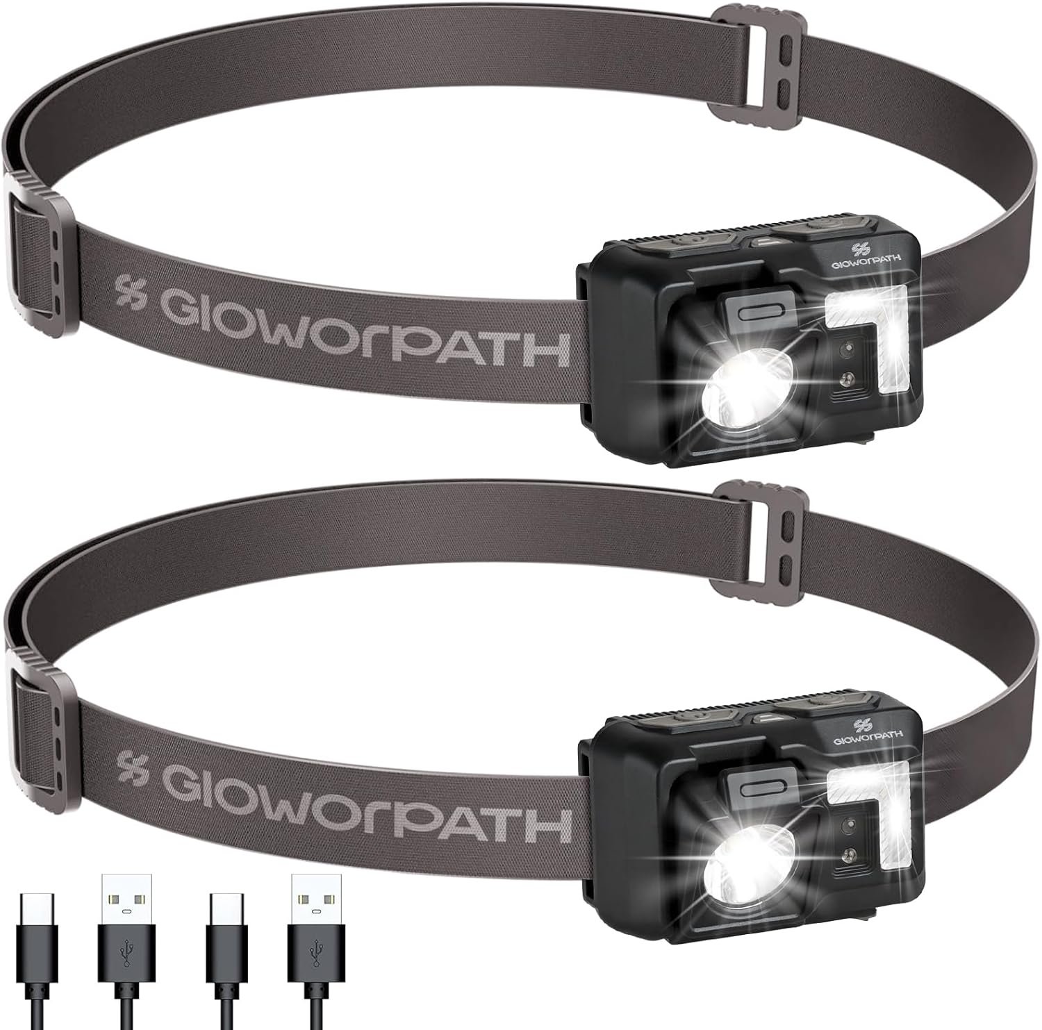 Lampe frontale LED Rechargeable, Lampe de poche super lumineuse avec lumière rouge, Lumières de tête de capteur de mouvement pour le front, Léger imperméable pour les adultes, Extérieur, Camping, Course à pied