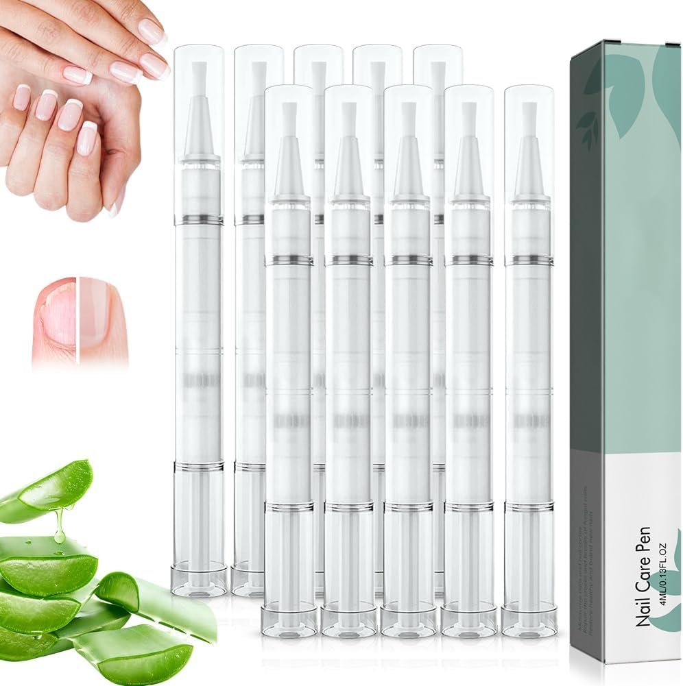 Nail Care Pen Lot de 10 stylos de soin des ongles avec huile d'arbre à thé, aloe vera et vitamine E pour ongles et orteils soignés