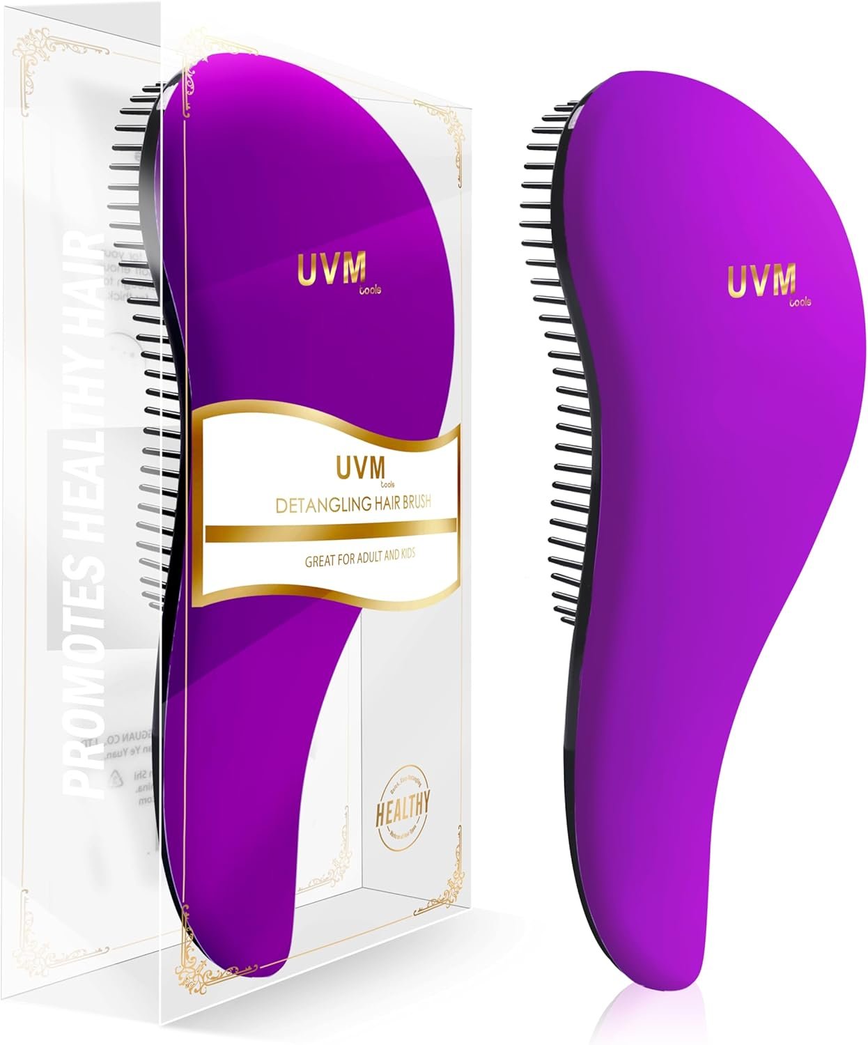 Brosse à cheveux démêlante pour femmes, filles et enfants – Faites glisser la brosse démêlante pour cheveux mouillés, fins, bouclés, épais et afro (Violet foncé)