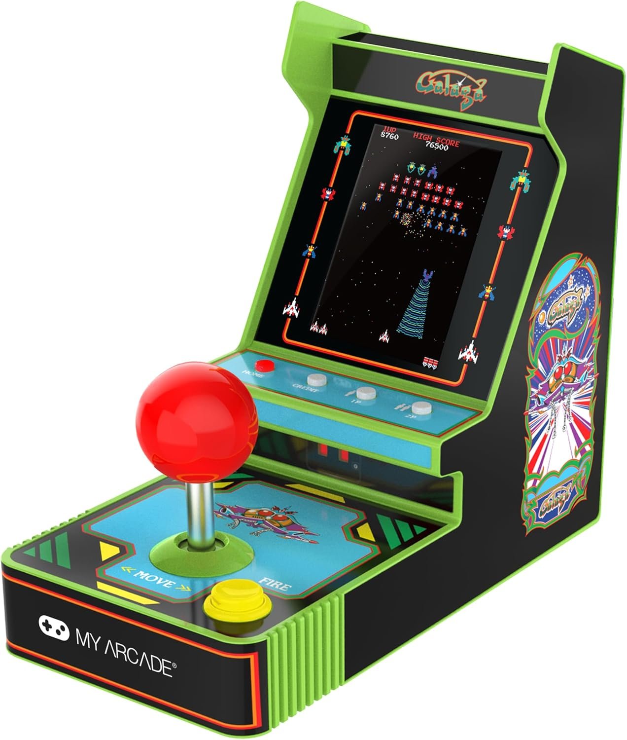 Galaga Red Joystick Player : Console de Jeu vidéo rétro sous Licence Officielle Galaga et Galaxian Mini Jeu Portable Écran Couleur 3,5"