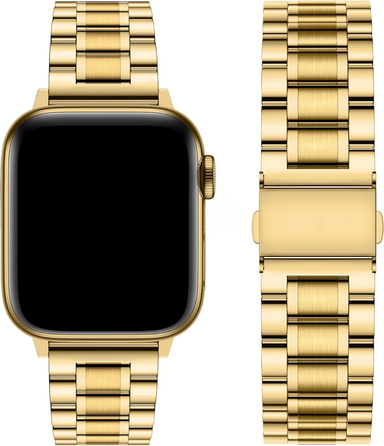 Bracelet Compatible avec Apple Watch 42mm(Series 11/10) 40mm 41mm 38mm, Bracelet iwatch en acier inoxydable pour Apple Watch SE3/2/1 Séries 11 10 9 8 7 6 5 4 3 2 1,Or