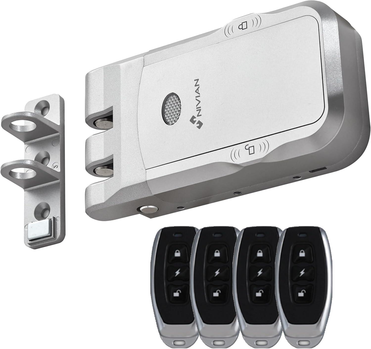 Verrou invisible électronique sans fil - Serrure anti-andalisme avec télécommandes, double moteur, ouverture et fermeture depuis l'intérieur et l'extérieur (Pas d'application)