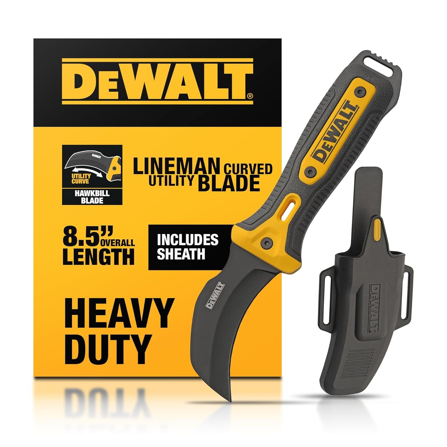 DEWALT Hawkbill Line Knife – Fixed Blade Cable Stripping Knife for Electrical Work & Utility Cutting for Electricians