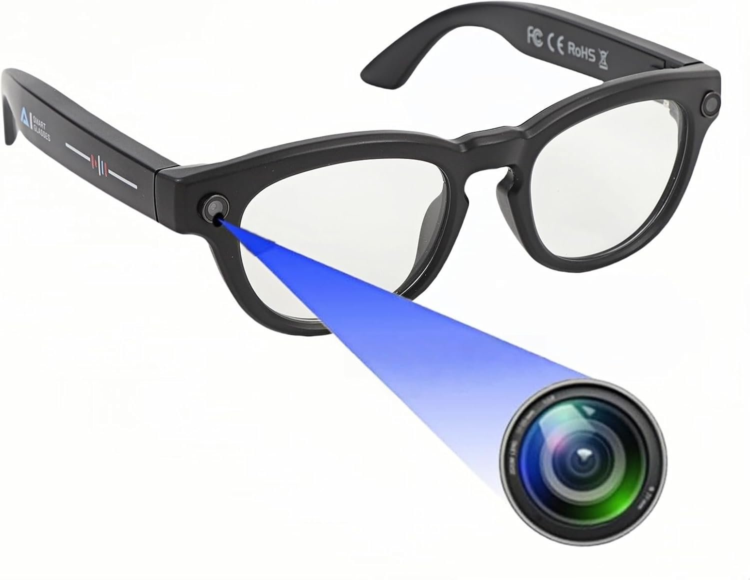Germes de Caméra, Lunettes de Sport Extérieures avec Appareil Photo, Enregistrement Vidéo Intelligent HD, Lunettes Portables avec 11 Langues Traduction
