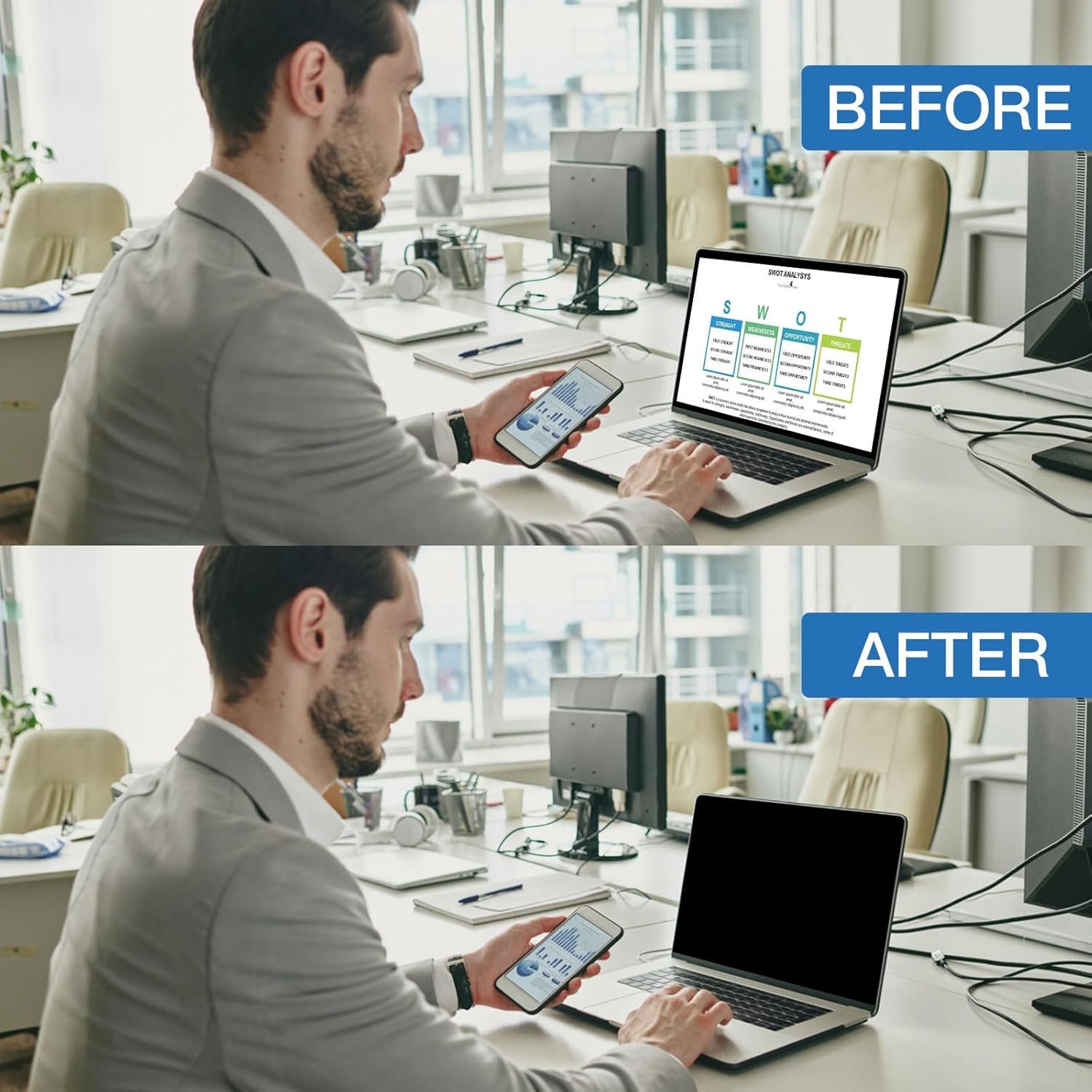 Protection d'écran 360° pour ordinateur portable 15,6" 16:9 - Anti-reflet - Filtre de lumière bleue et anti-traces de doigts pour Hp/Dell/Acer/Lenovo/ThinkPad/Samsung/Asus/Sony