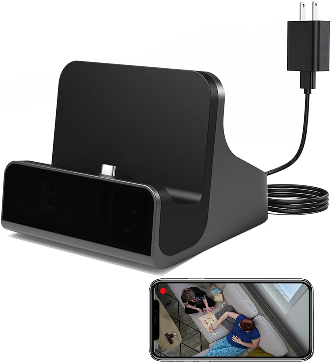 caméras espions HD 2K avec Chargeur de téléphone– Caméra cachée sans fil 5G avec détection de mouvement/vue à distance par application pour la sécurité à la maison/au bureau en intérieur