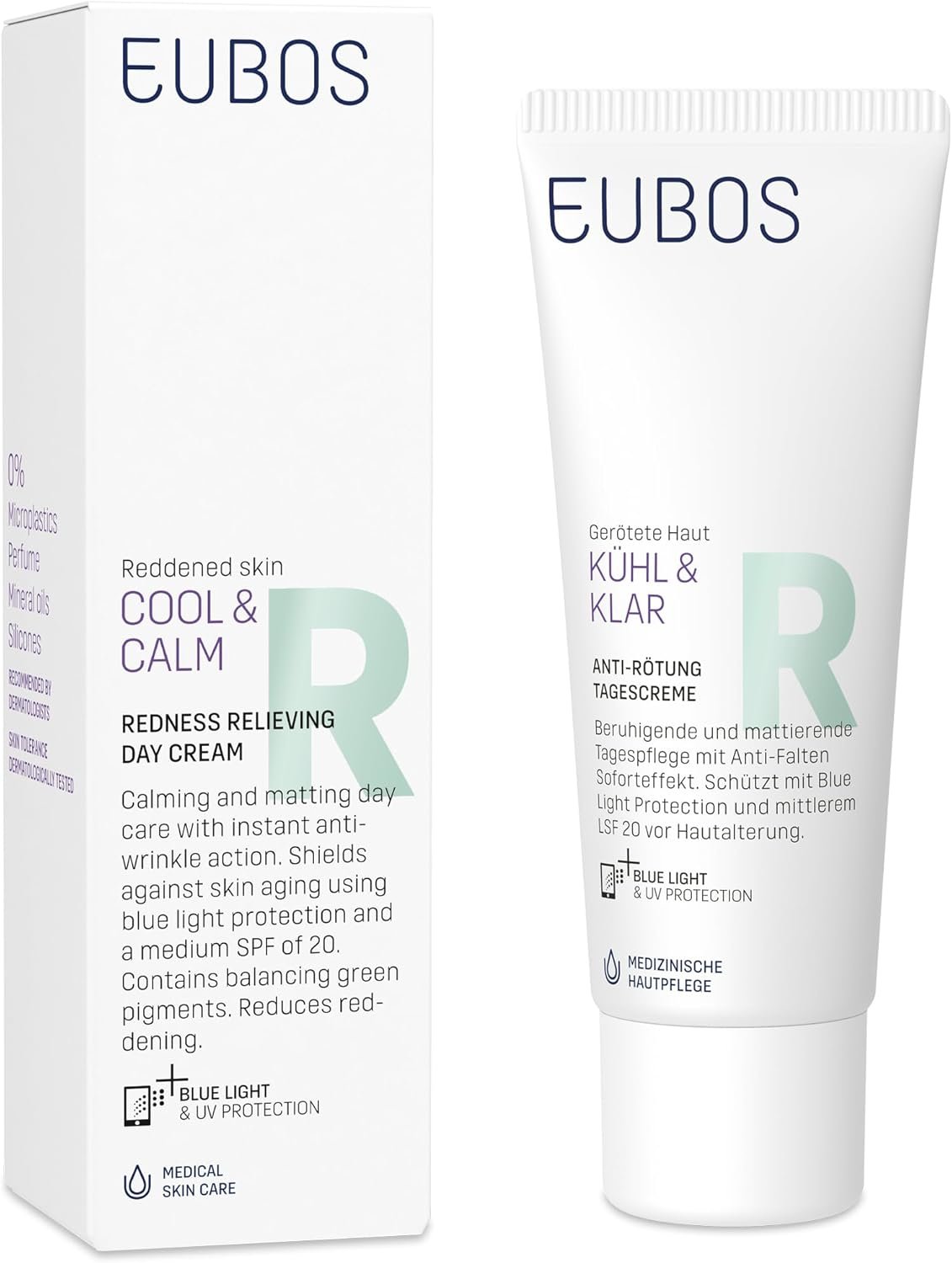 EUBOS FRAIS & NET ANTI-ROUGEURS | Crème de Jour | Soin Apaisant et Matifiant pour Peaux Rougies | SPF 20 | Protège de la Lumière Bleue | Recommandé par Dermatologues | 40 ml