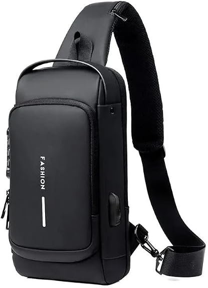 ac à bandoulière pour homme en cuir PU classique antivol Sac à bandoulière Sac de poitrine multifonction pour homme