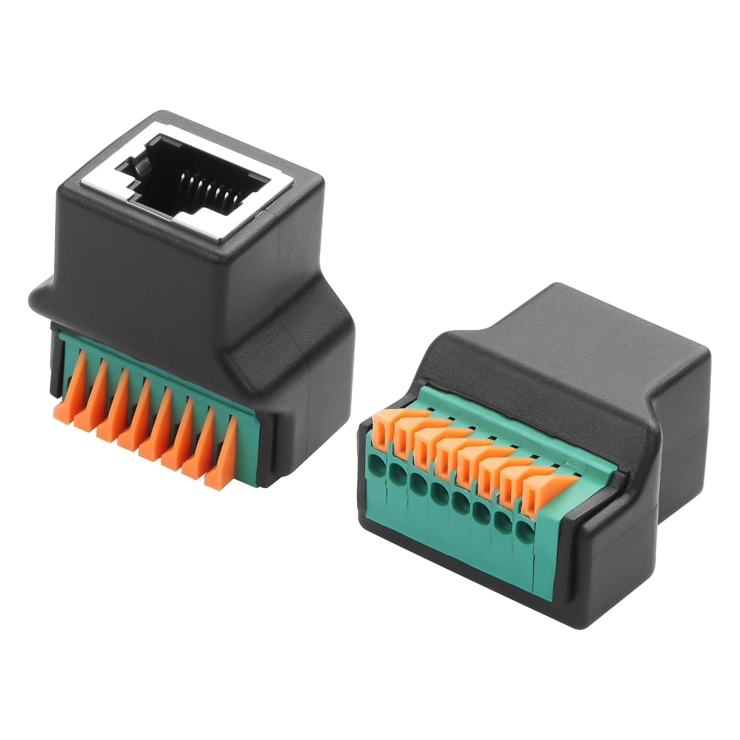 2 PC RJ45 8P8C Adaptateur sans soudure de connexion rapide RJ45 Femme à 8 broches Adaptateur d'extension réseau de borne de ressort pour câble Ethernet Cat5 Cat5e Cat6 Cat7
