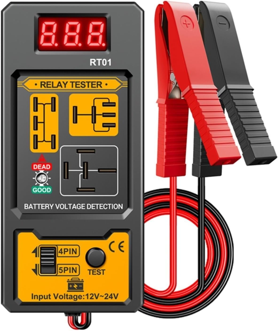 Testeur de relais automobile RT01 avec fonctionnement tactile et large compatibilité pour relais 12 V et 24 V dans plusieurs types de véhicules et applications (RT01)