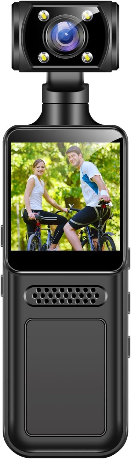 Caméra d'action WiFi 4K, Caméras de Vlog 40MP avec écran IPS HD de 1,3 ", Objectif Rotatif 180°, 135° Ultra Large, Contrôle D'application, Caméscope Vidéo avec Pince