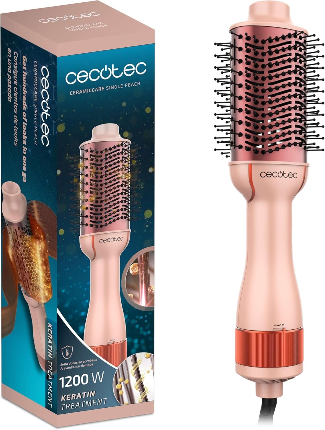 Brosse à Air Volumisante Ceramic Care Single Peach. 1200W