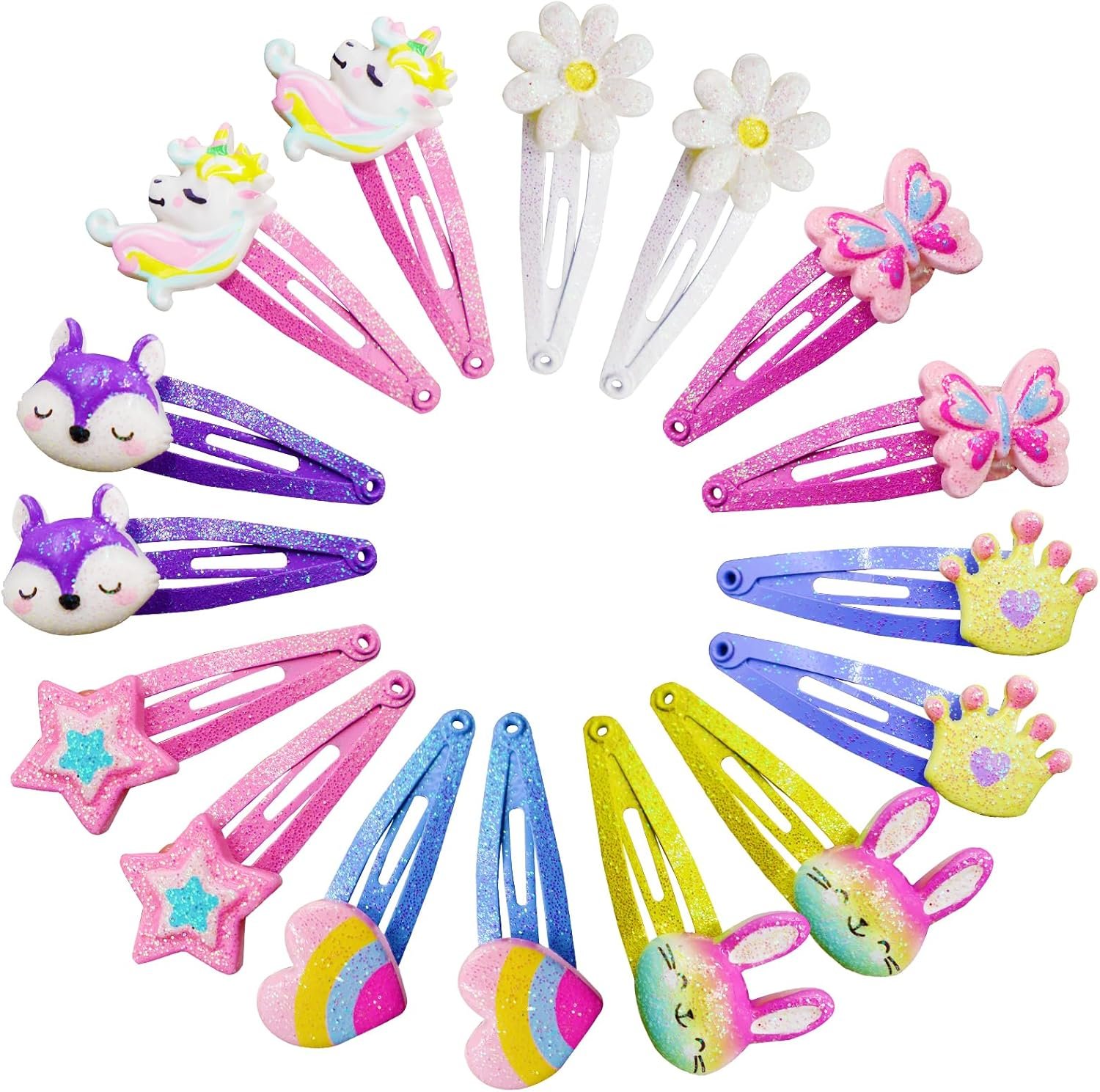 Lot de 6 paires d'épingles à cheveux licorne pour filles, jolies barrettes à cheveux en métal scintillantes pour filles, adolescentes, tout-petits (style D)