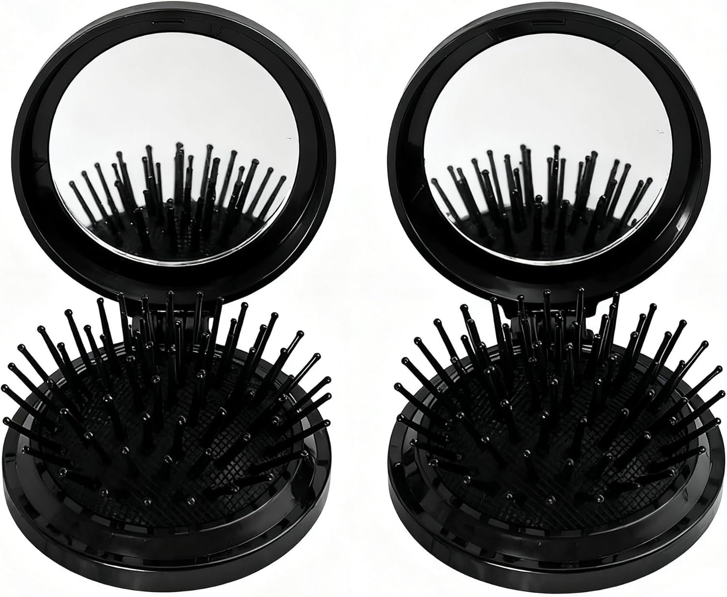 2 Pièce Brosse Cheveux Voyage, Peigne de Voyage Pliante Ronde, Mini Peigne à Cheveux Miroir de Poche pour Femmes, Hommes, Reduces Flyaways, Masser le Cuir Chevelu