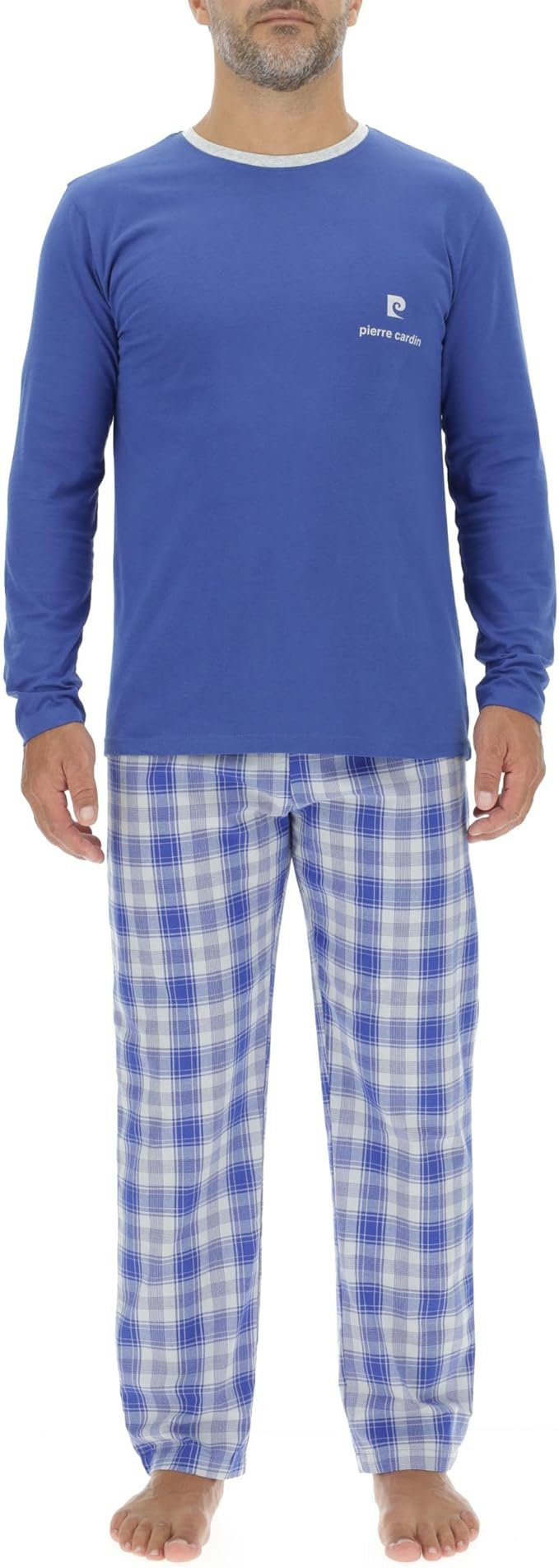 Pyjama Homme Long Coton, Vêtements de Nuit Homme, Ensemble T-Shirt et Pantalon