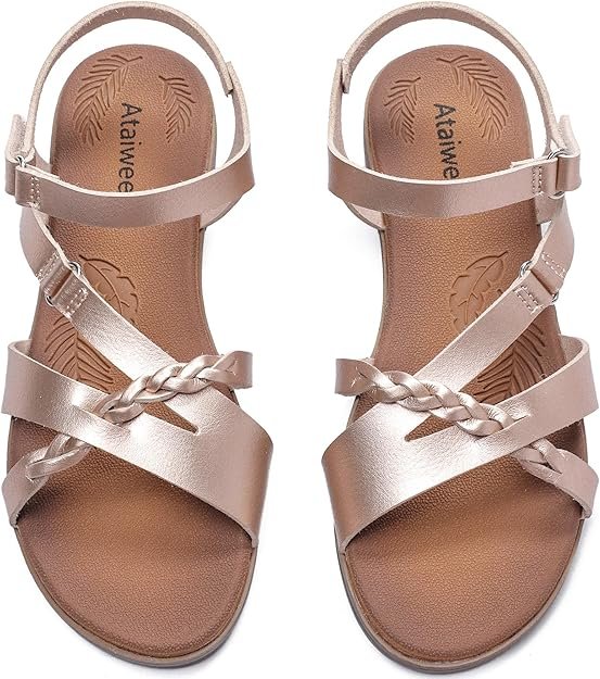 Sandales plates pour femmes - Slip-on confortable avec sangle à la cheville, design décontracté à bout ouvert