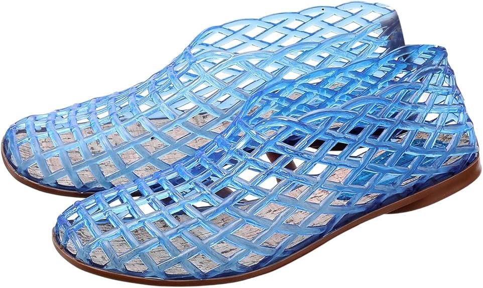 Ballerines de ballet pour femme et adulte Sandales creuses en gelée Transparent Ballet de plage Talon bas Chaussures d'été confortables à enfiler