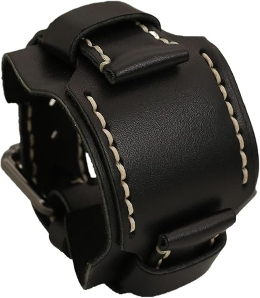Bracelet de montre en cuir véritable de 24 mm de large, style punk, vintage, noir, rouge, bleu, marron, vert, pour homme