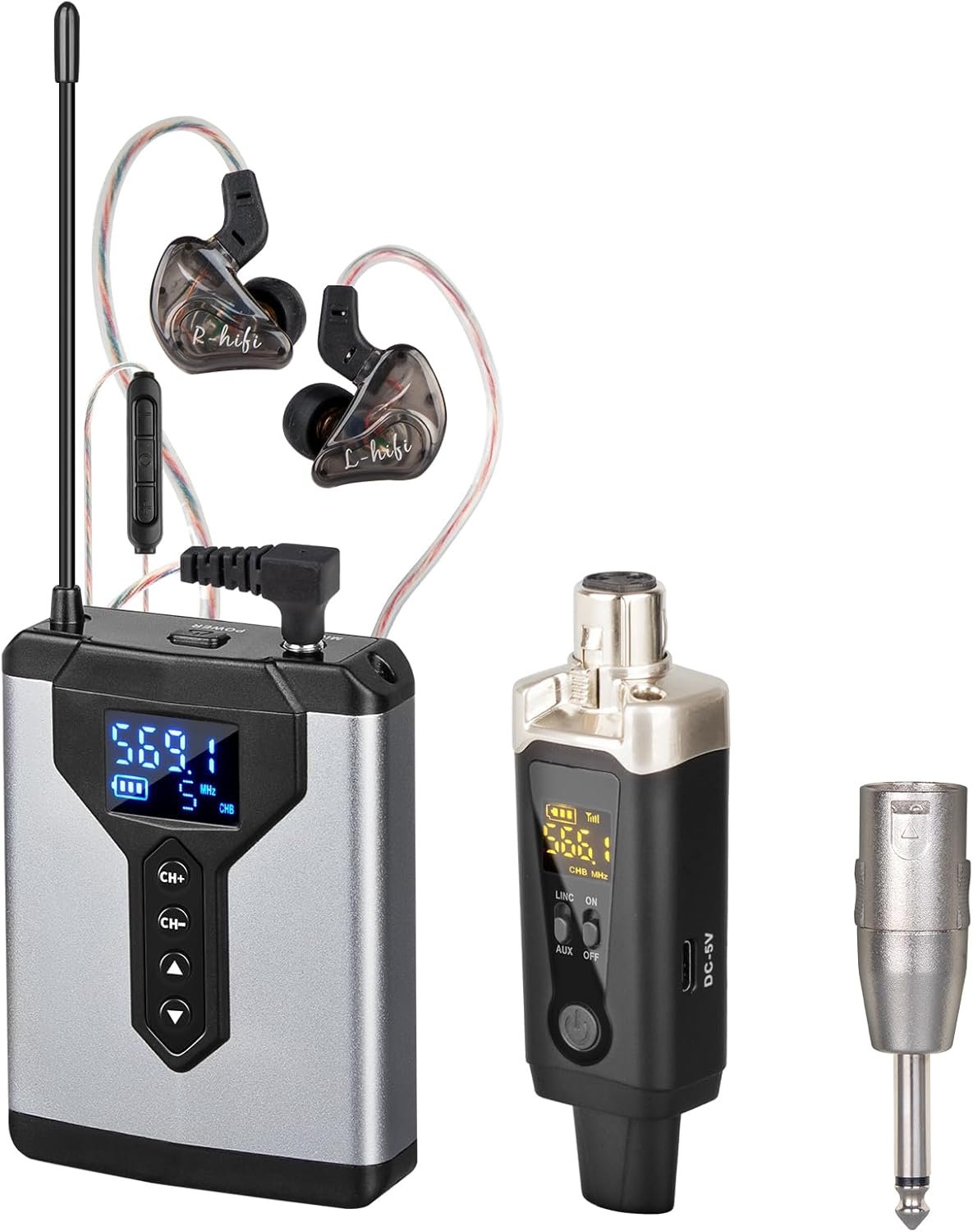 T9-2 Système de surveillance intra-auriculaire sans fil avec clip émetteur sur le récepteur Couplage automatique Surveillance intra-auriculaire pour studio, guitare, DJ, spectacles en direct