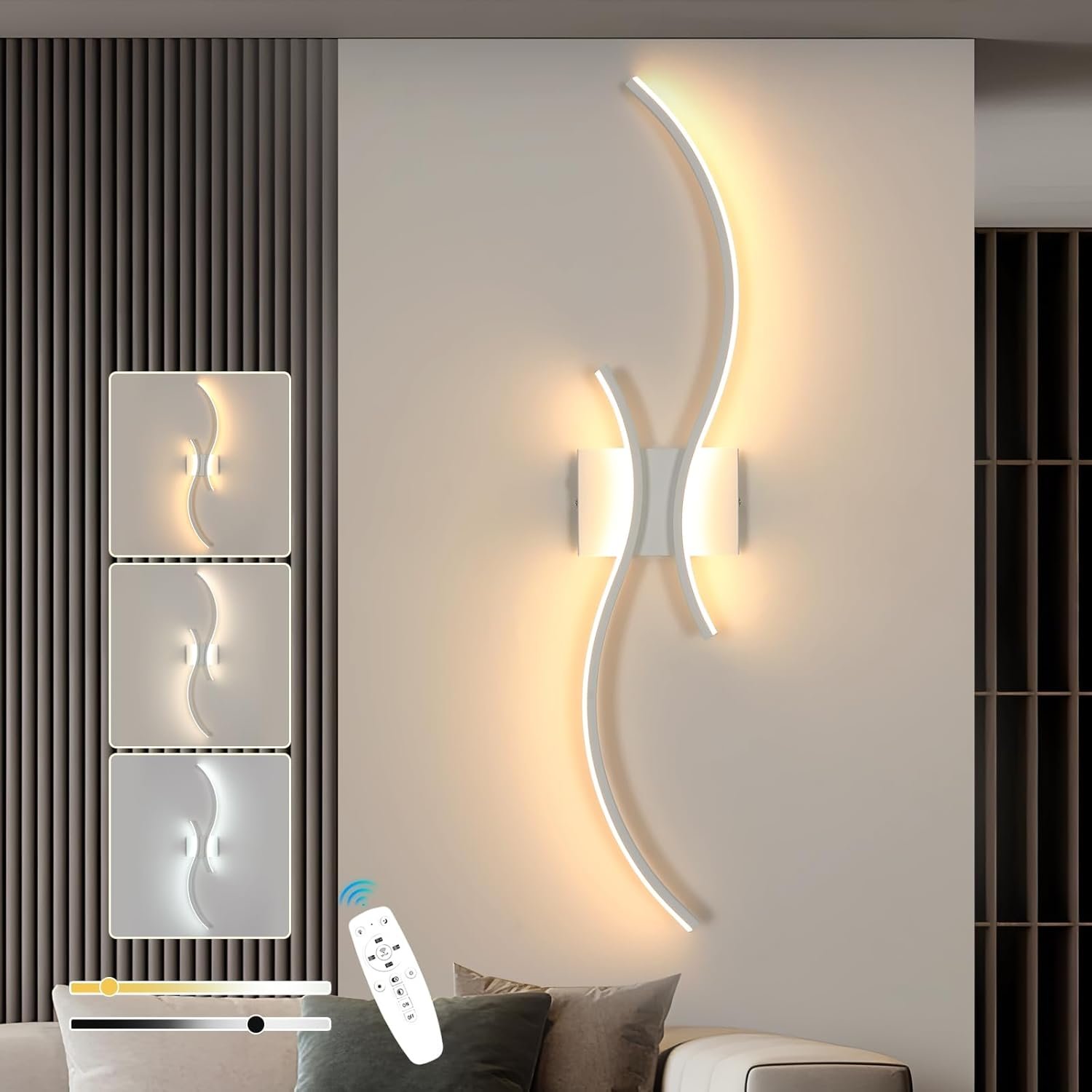 Applique Murale Intérieure Dimmable, 32W 80CM Longue Lampe Murale LED avec Télécommande