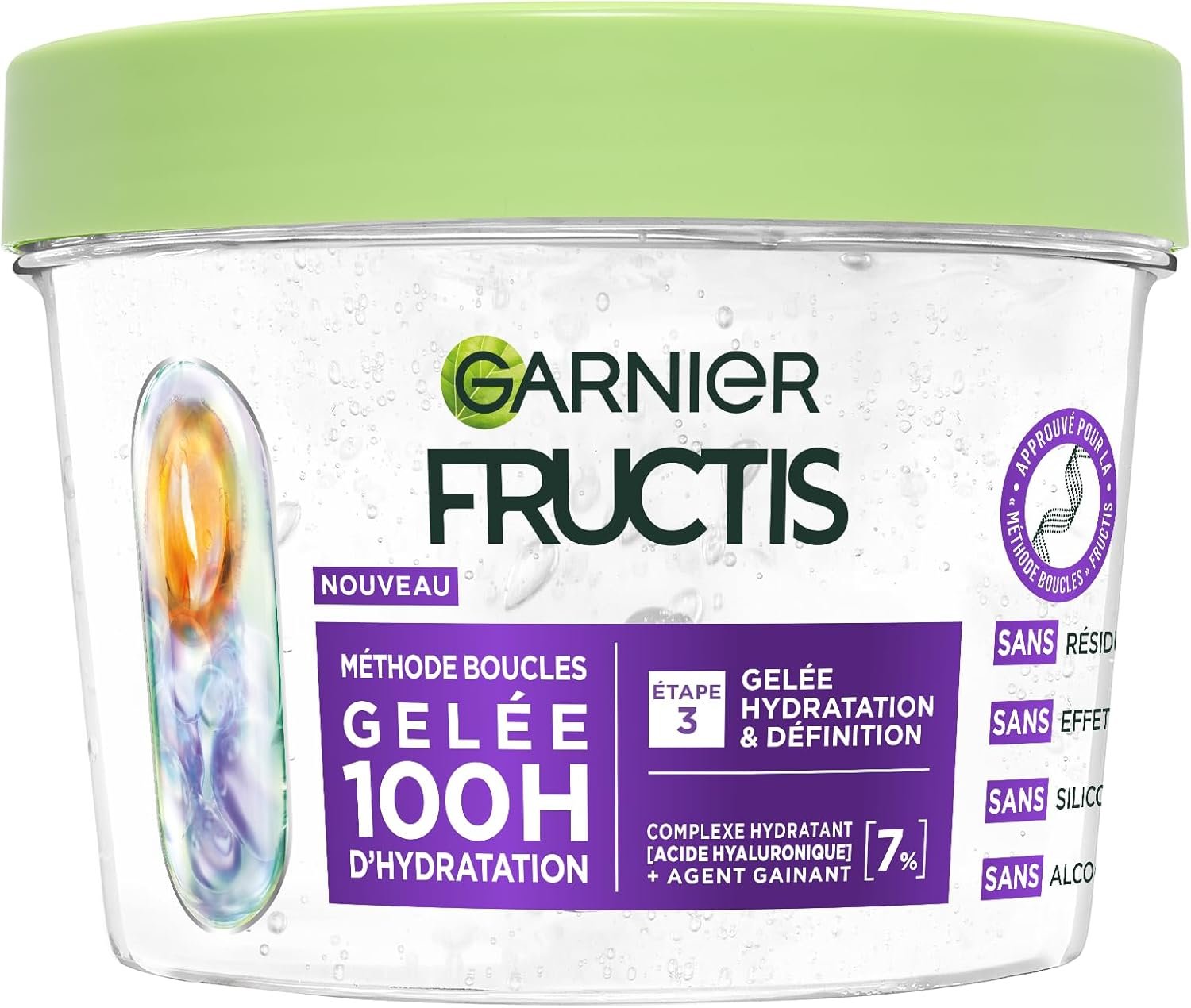 Fructis Méthode Boucles - Gelée Capillaire Hydratation & Définition pour Cheveux Bouclés - Enrichie en Acide Hyaluronique et Agent Gainant - Pour Tous les Types de Boucles - 370 ml