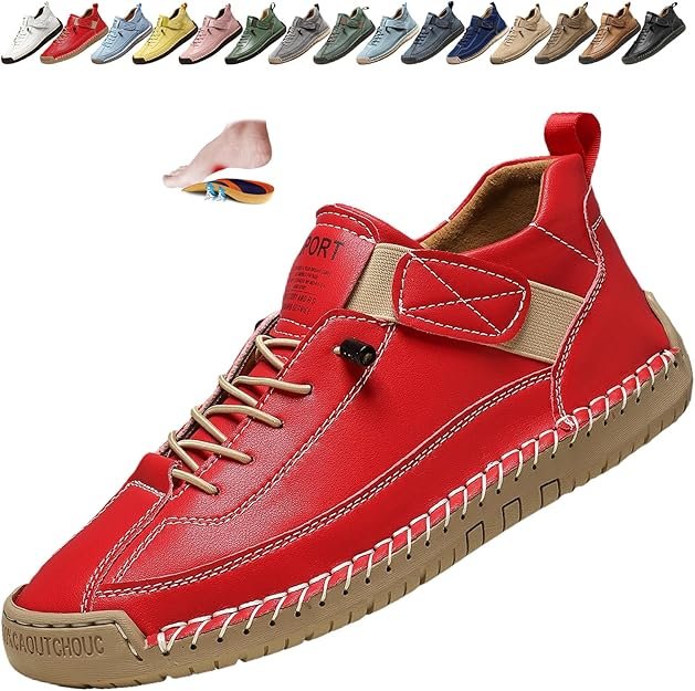 Bottines orthopédiques pour femme, en cuir, imperméables, à enfiler, légères, pour la marche, la randonnée, le camping, la conduite