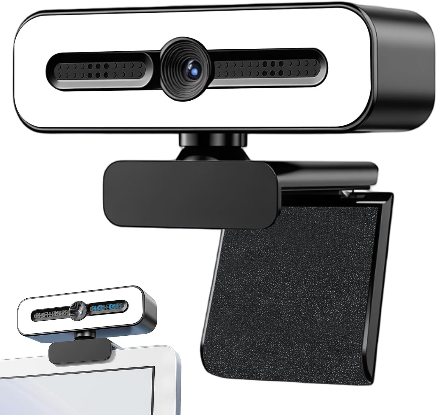 Webcam USB VEGOATY 1080P : Webcam Full HD Grand Angle 90° avec Microphone intégré pour Les appels vidéo, l’Enregistrement et Les visioconférences. Caméra USB rotative à 360°