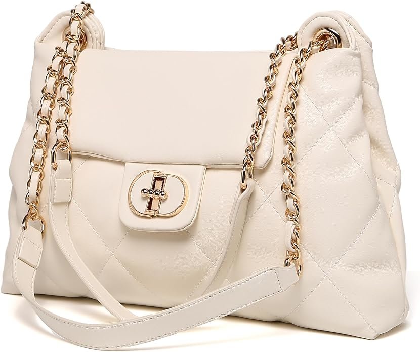 Stylish Quilted Shoulder Bag for Women Crossbody Purse with Secure Lock Closure Trendy Wallet Handbag