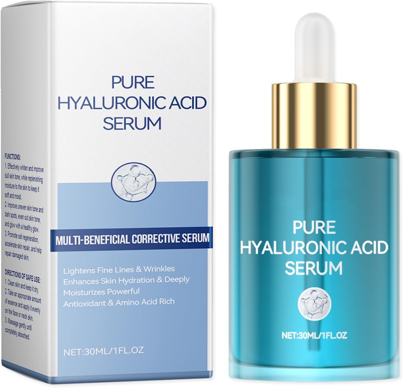 Hyaluronique 2% serum visage, sérum visage éclaircissant, soin pour la peau terne Réduit Pores Dilatés Visage